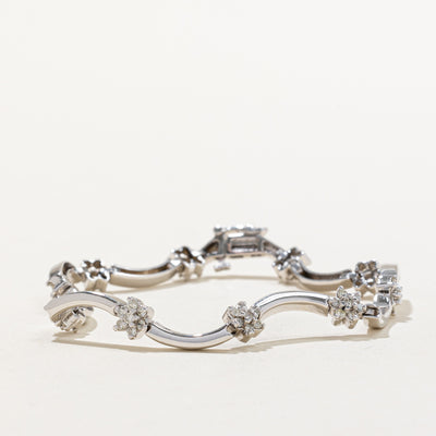 Diamond Floral Link Bracelet | 1.40ctw | 7