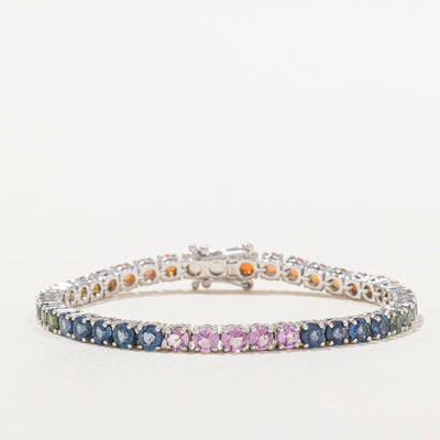 Rainbow Sapphire Tennis Bracelet | 14.70ctw | 7