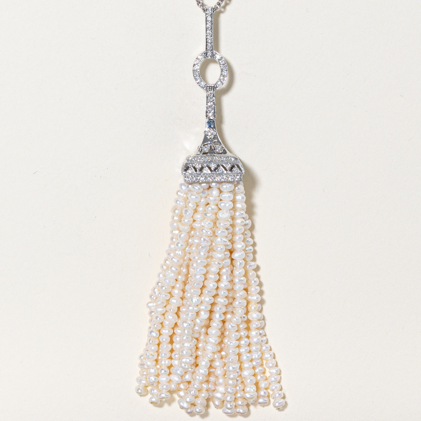 Pearl & Diamond Fringe Pendant Necklace | 1.06ctw | 25" |