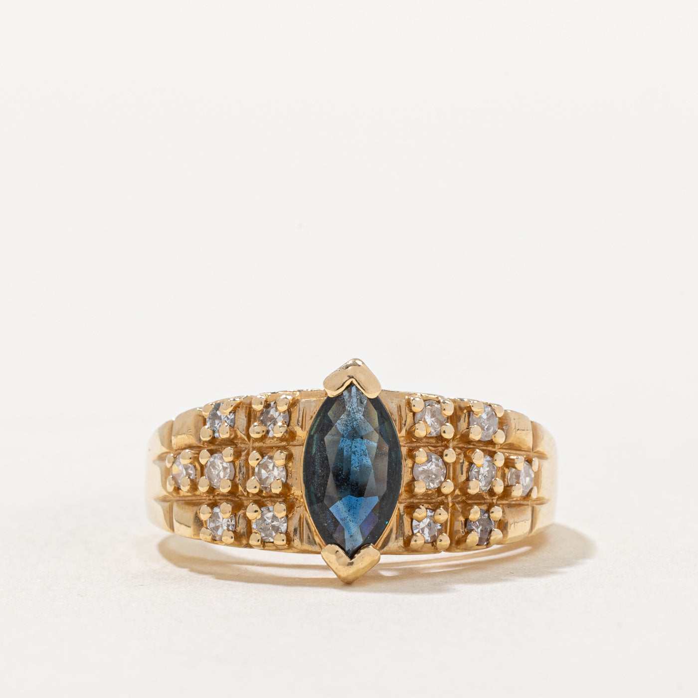 Marquise Cut Sapphire & Diamond Ring | 0.73ct, 0.36ctw | SZ 7.25 |