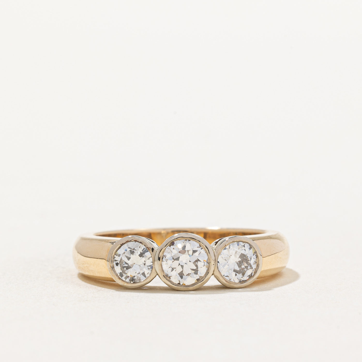 Bezel Set Three Stone Diamond Ring | 0.99ctw | SZ 7.25 |