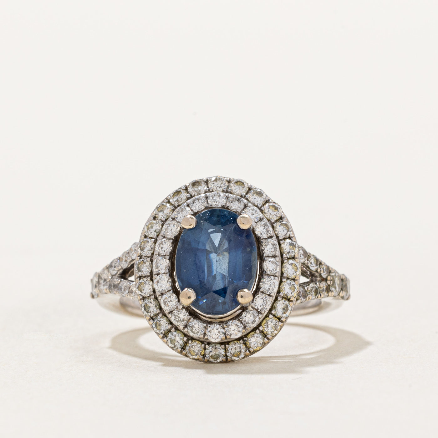 Sapphire & Diamond Double Halo Ring | 1.65ct, 0.83ctw | SZ 4.75 |