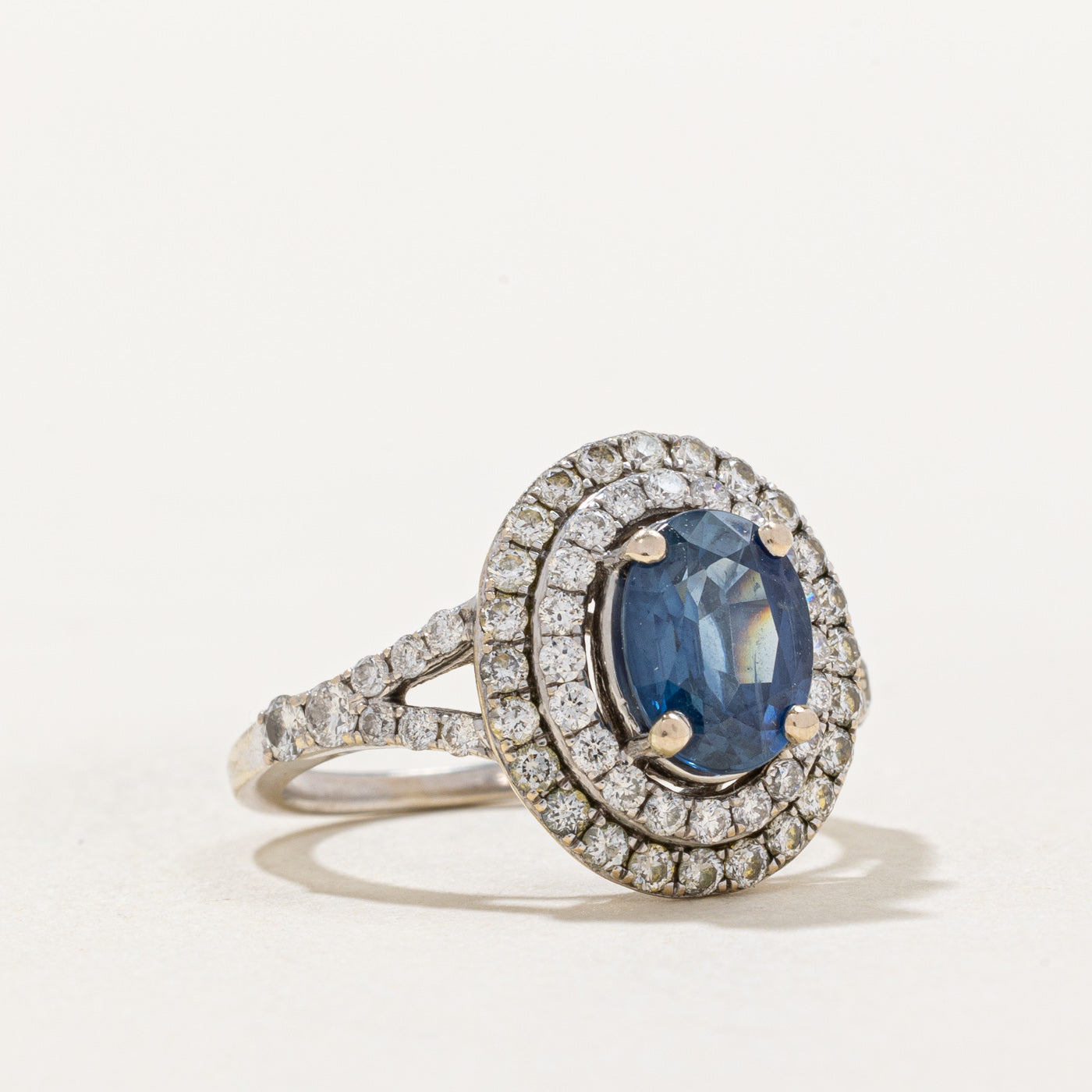 Sapphire & Diamond Double Halo Ring | 1.65ct, 0.83ctw | SZ 4.75 |