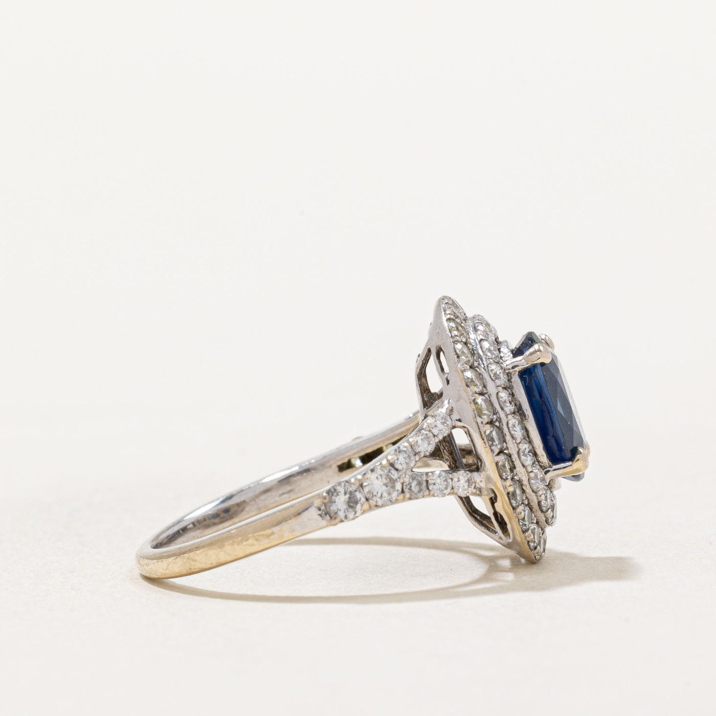 Sapphire & Diamond Double Halo Ring | 1.65ct, 0.83ctw | SZ 4.75 |