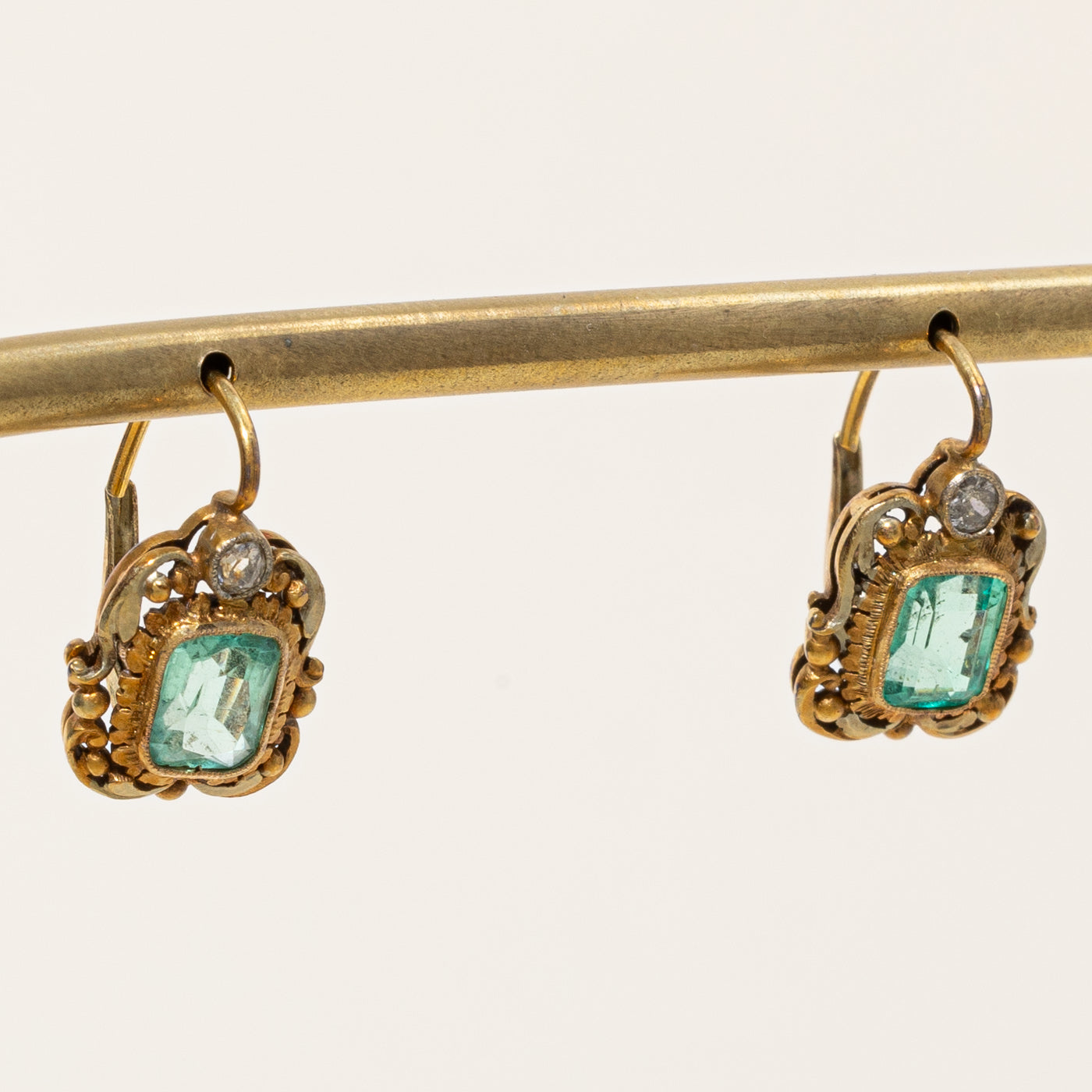 Vintage Emerald & Diamond Pendant & Earring Set | 3.71ctw, 0.19ctw |