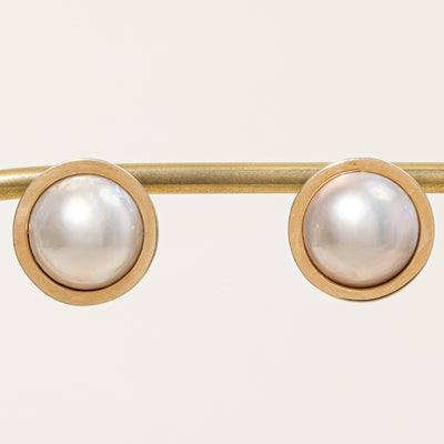 Mabe Pearl Button Earrings