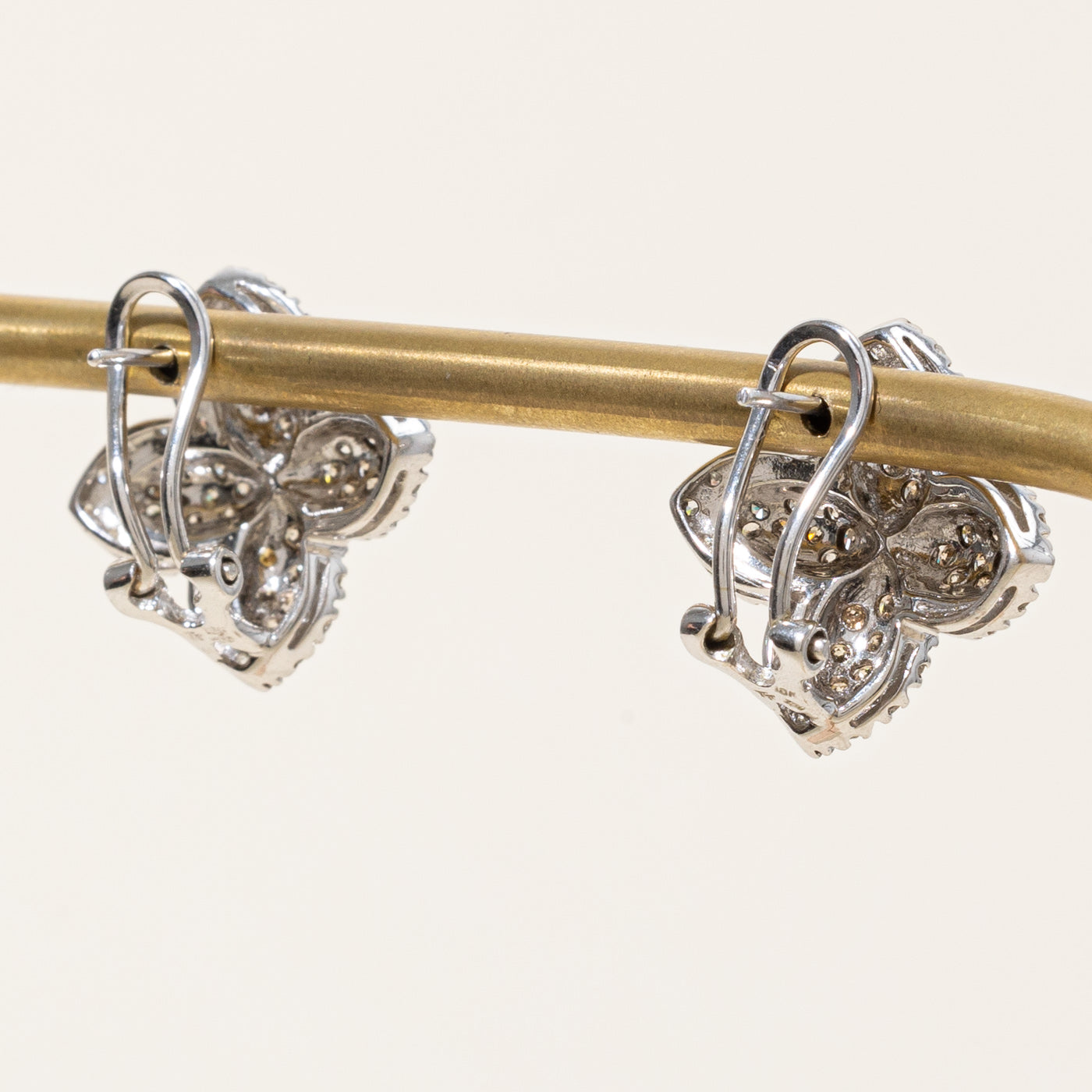 Champagne & White Diamond Flower Earrings | 1.08ctw, 0.36ctw |