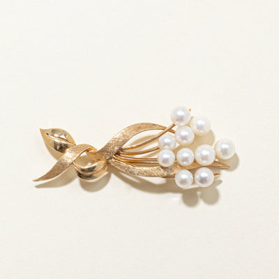 'Birks' 14K Pearl Bouquet Brooch