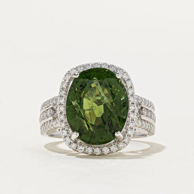 18k White Gold Tourmaline & Diamond Cocktail Ring | 6.00ct, 0.65ctw | SZ 6.5
