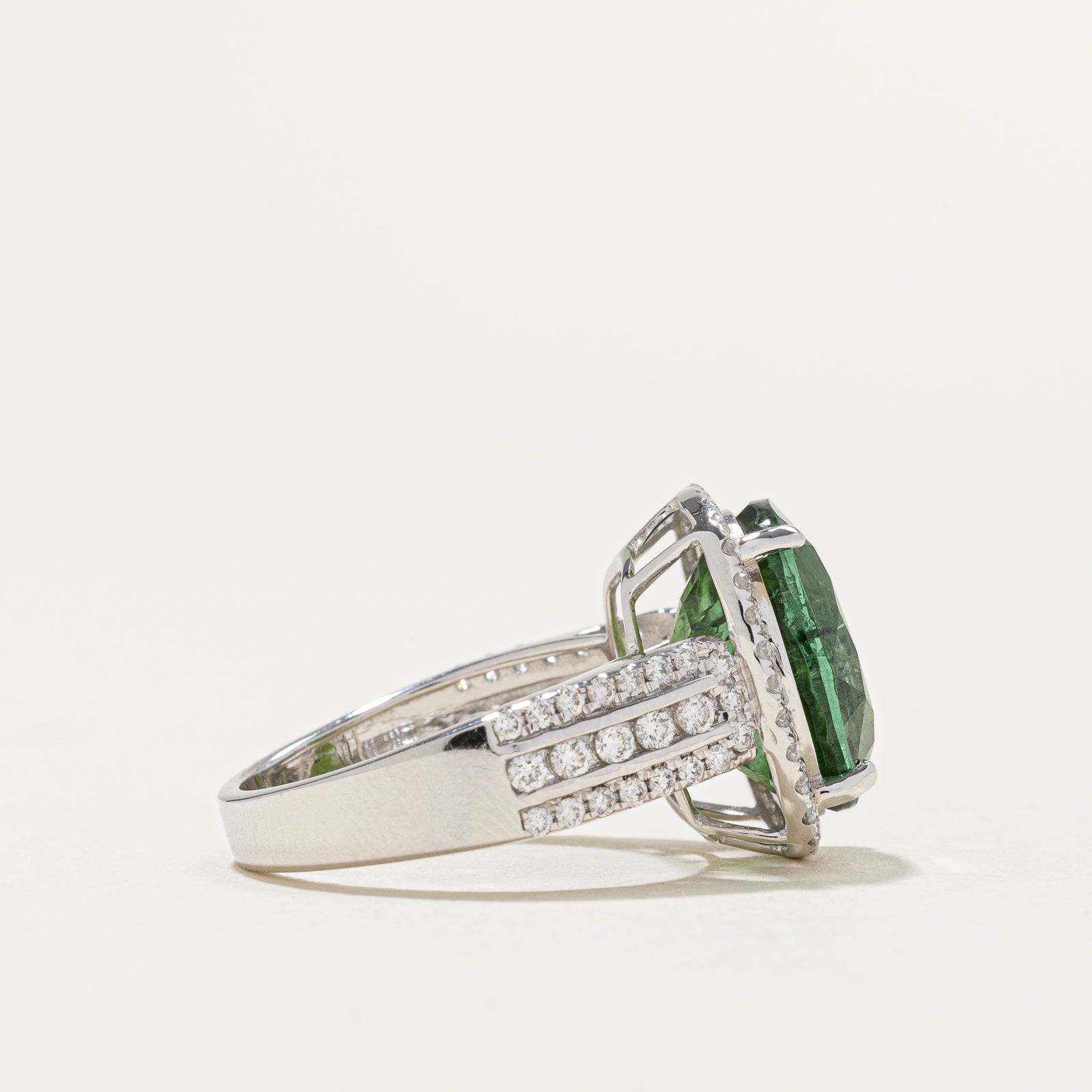 18k White Gold Tourmaline & Diamond Cocktail Ring | 6.00ct, 0.65ctw | SZ 6.5
