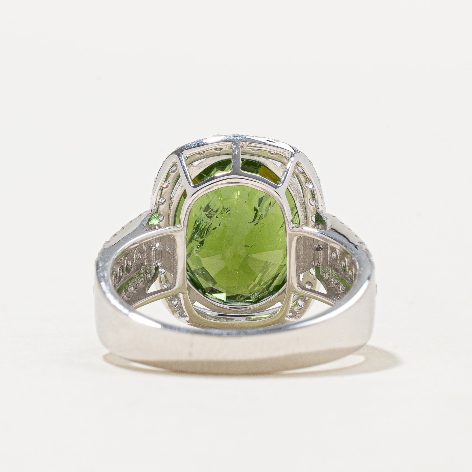 18k White Gold Tourmaline & Diamond Cocktail Ring | 6.00ct, 0.65ctw | SZ 6.5
