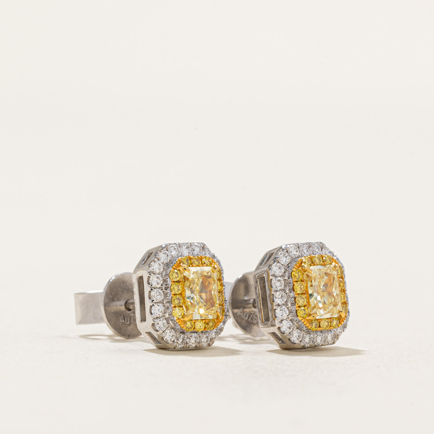 Yellow & White Diamond Earrings | 0.87ctw, 0.25ctw