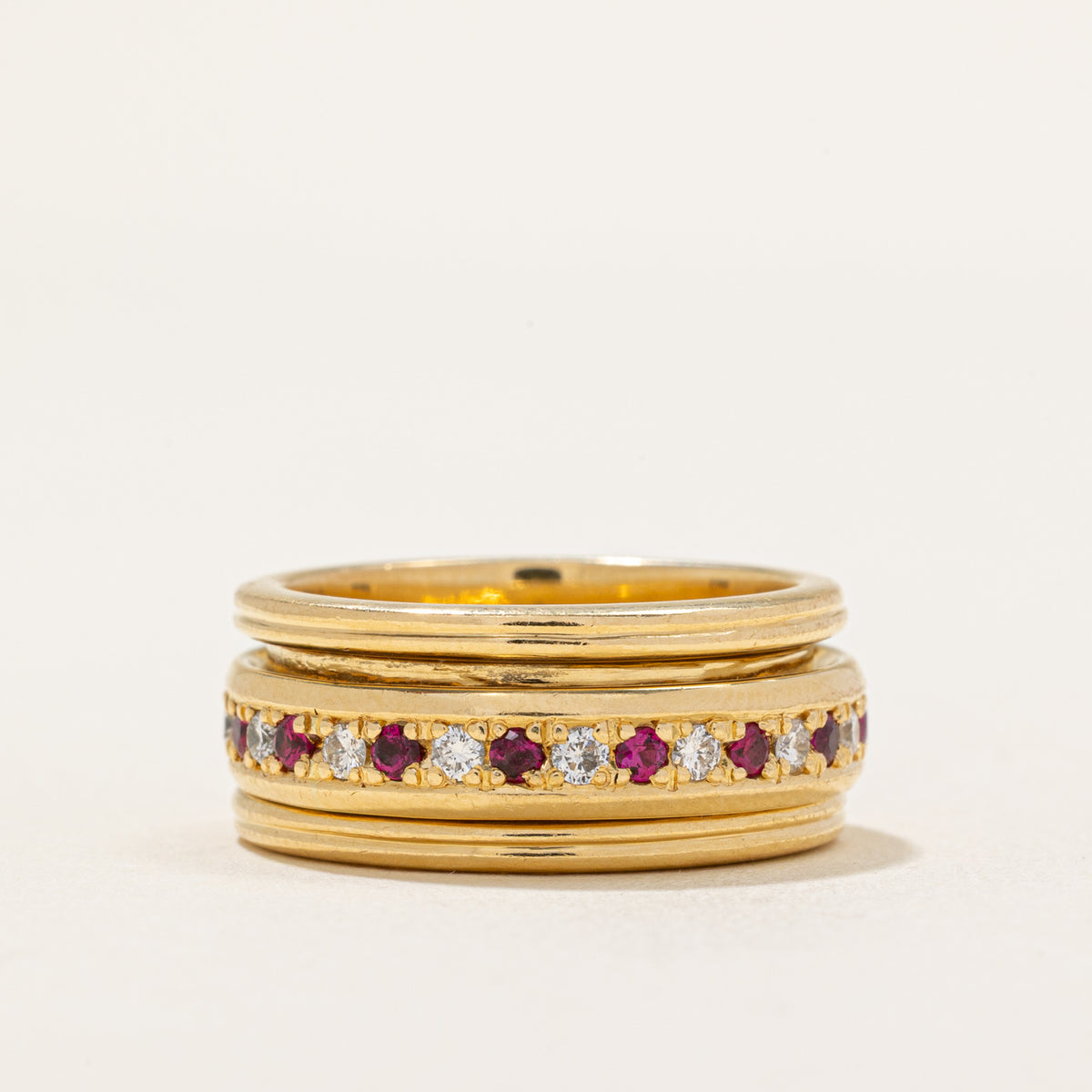 Ruby & Diamond Spinning Eternity Band Ring | 0.43ctw, 0.39ctw | SZ 7