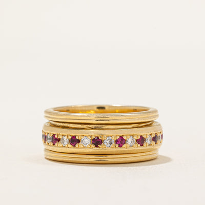 Ruby & Diamond Spinning Eternity Band Ring | 0.43ctw, 0.39ctw | SZ 7