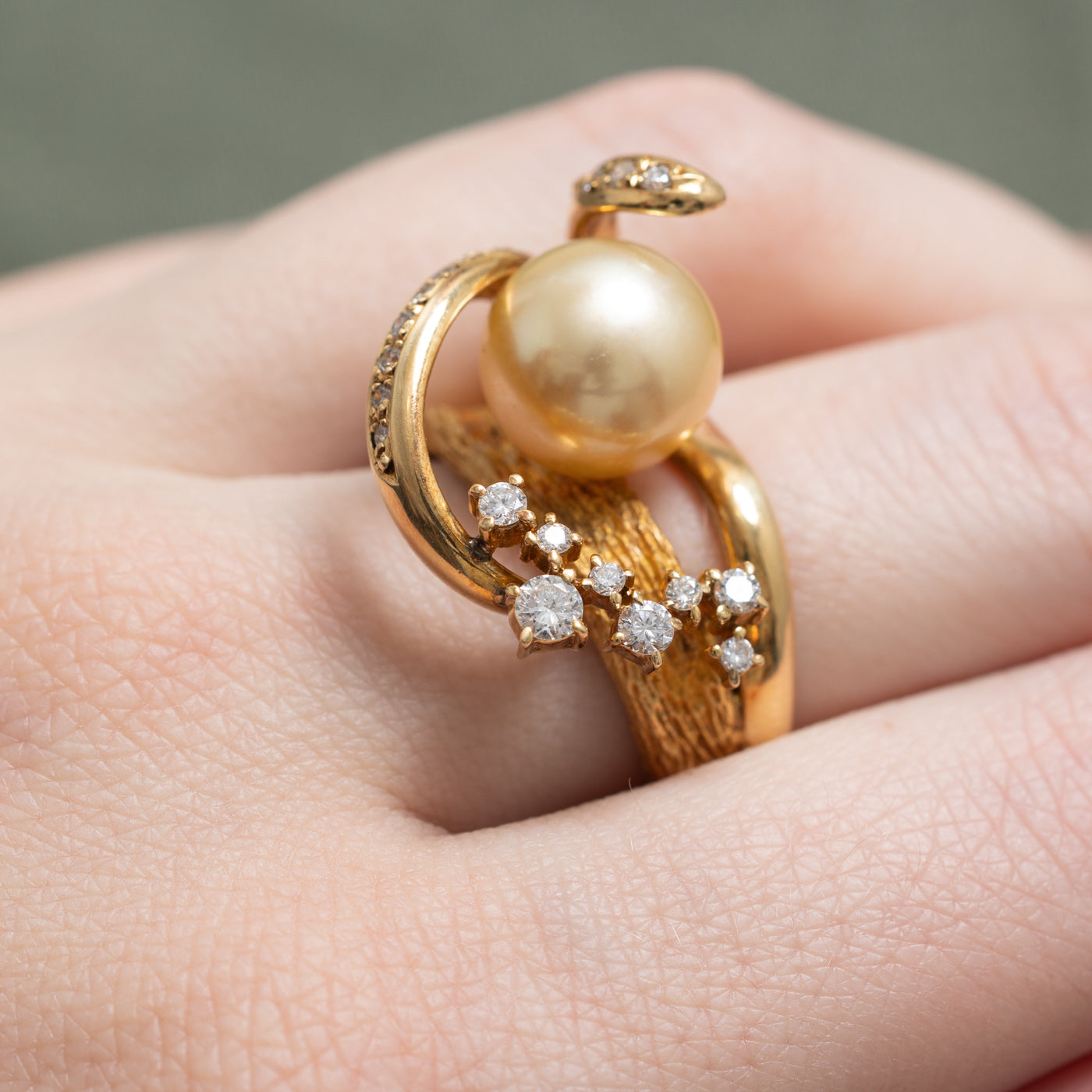 South Sea Pearl & Diamond Cocktail Ring | 0.43ctw | SZ 6.75