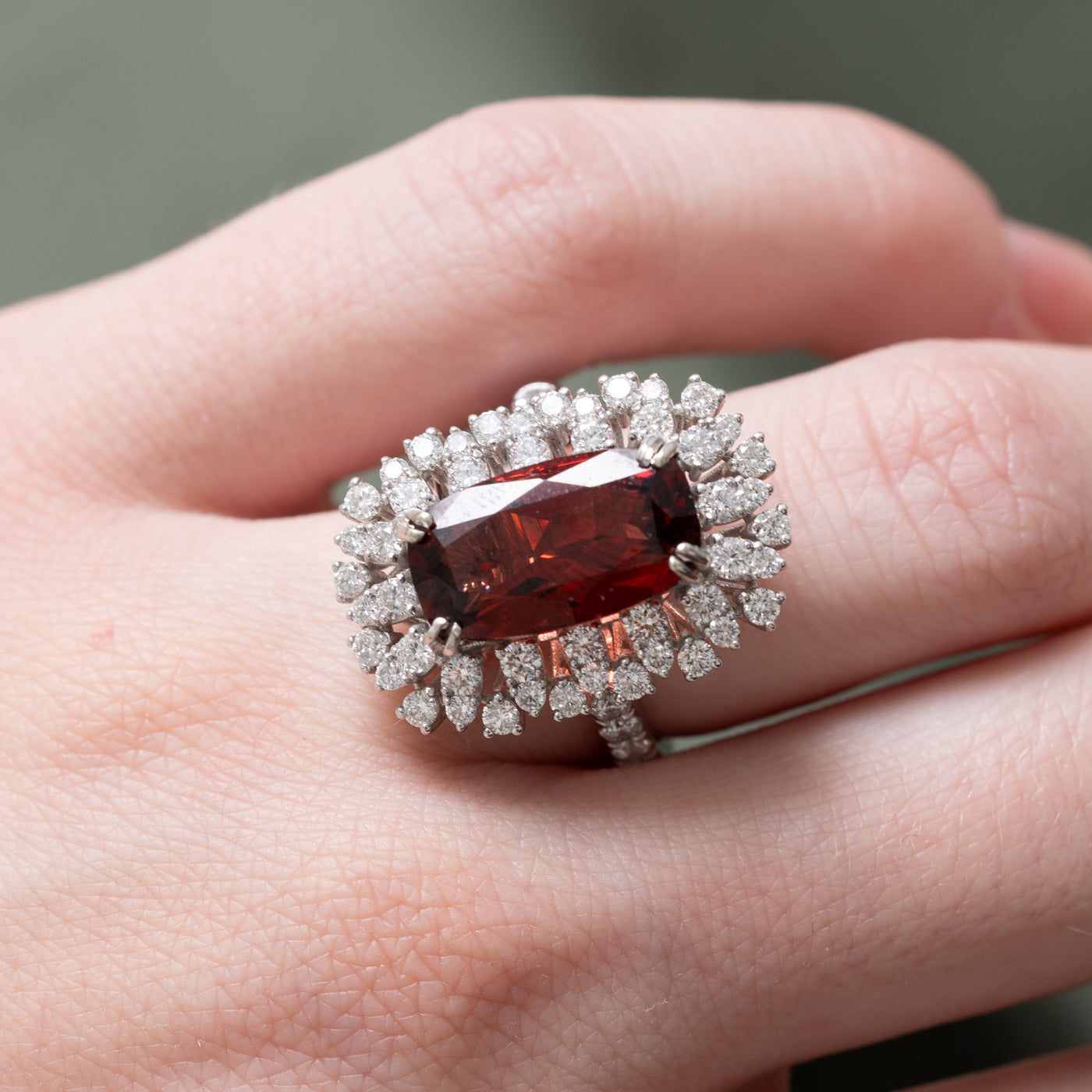 Garnet & Diamond Convertible Pendant & Ring | 5.33ct, 1.43ctw | SZ 6.5