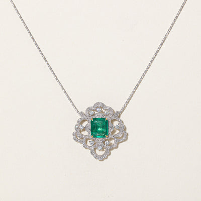 Emerald & Diamond Pendant Necklace | 2.10ct, 0.30ctw