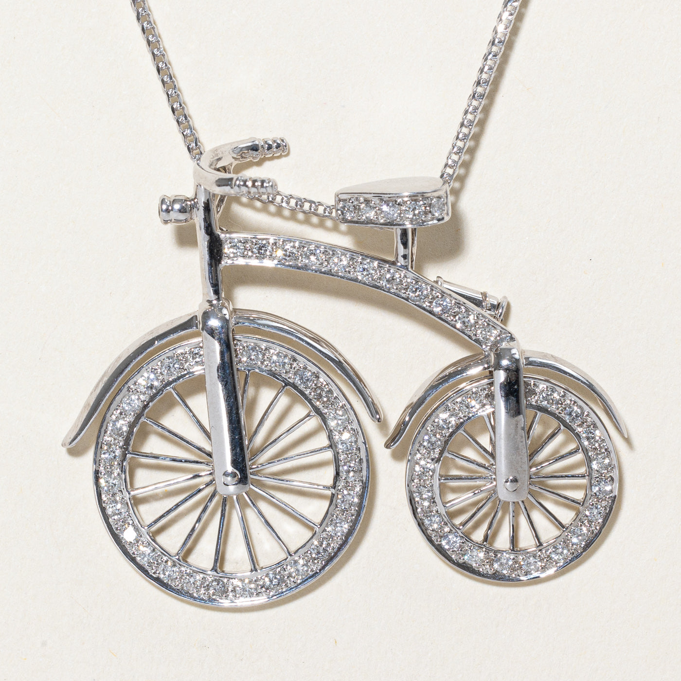 Diamond Bicycle Convertible Pendant Necklace | 1.10ctw