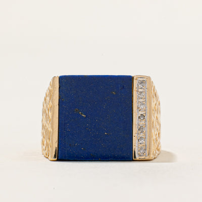 Lapis Lazuli & Diamond Cocktail Ring | 3.90ct, 0.03ctw | SZ 8.75