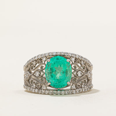 GRS Colombian Emerald & Diamond Ring | 2.79ct, 0.40ctw | SZ 6