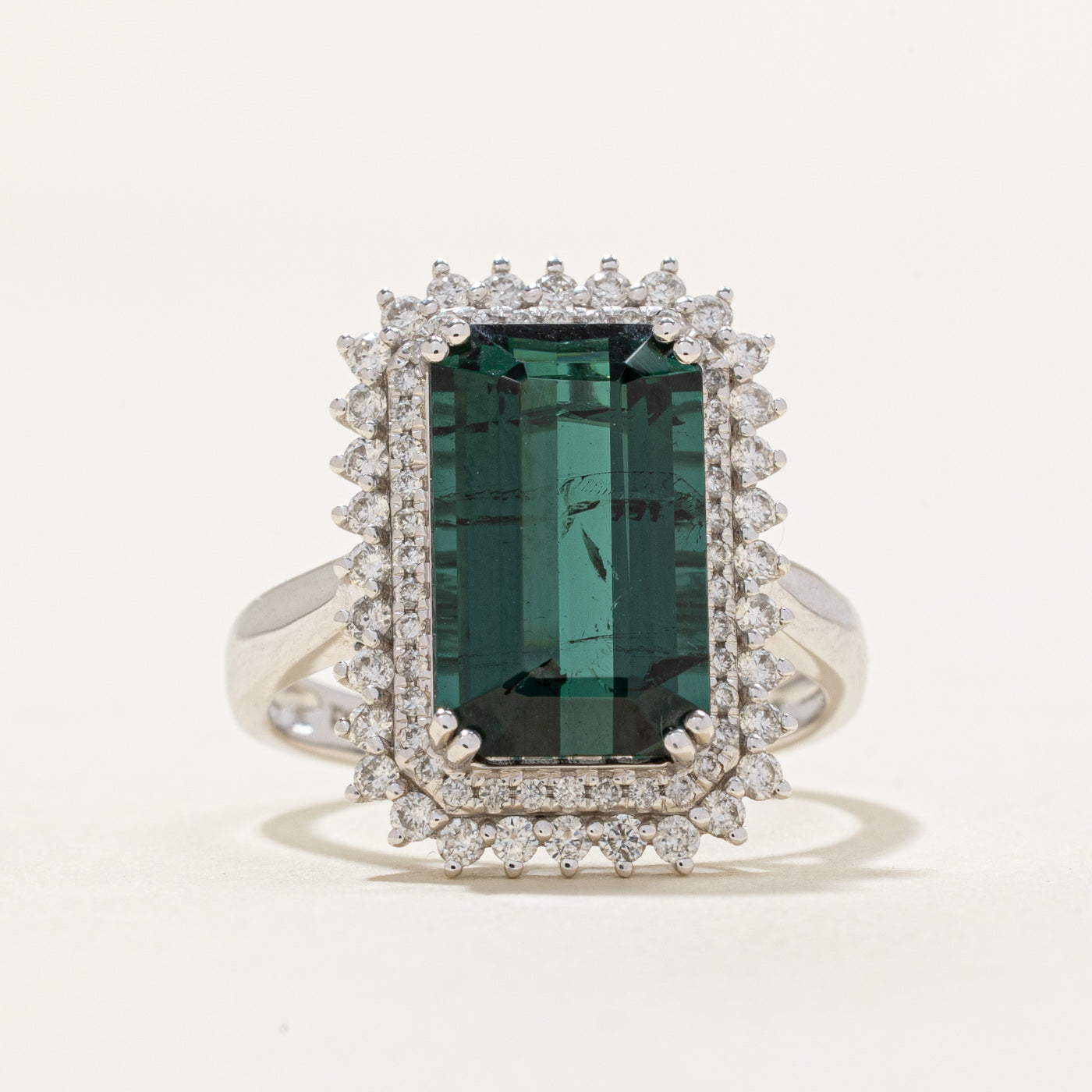 Tourmaline & Diamond Halo Ring | 4.90ct, 0.52ctw | SZ 8