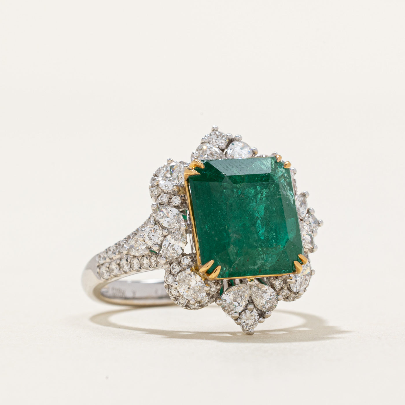 Zambian Emerald & Diamond Halo Ring | 4.73ct, 1.06ctw | SZ 6.25