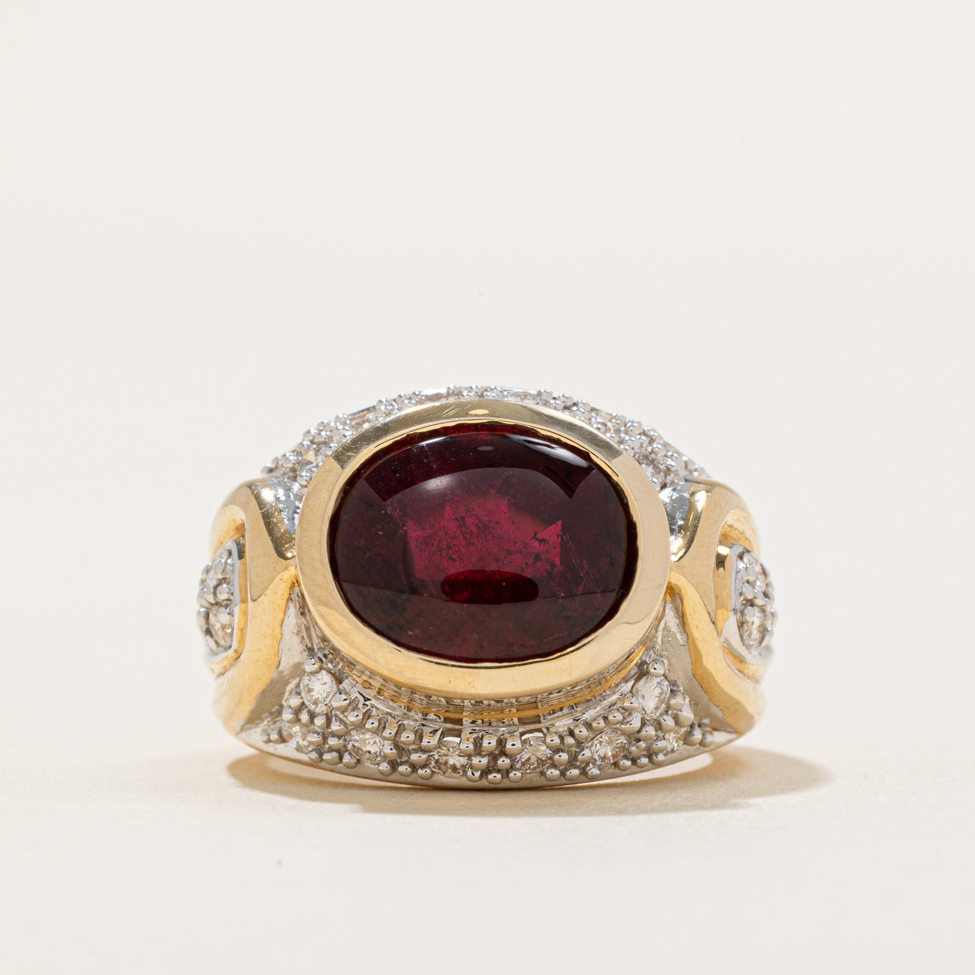Tourmaline & Diamond Dome Cocktail Ring | 4.50ct, o.32ctw | SZ 6.25