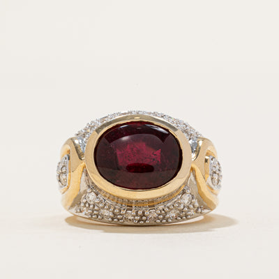 Tourmaline & Diamond Dome Cocktail Ring | 4.50ct, o.32ctw | SZ 6.25
