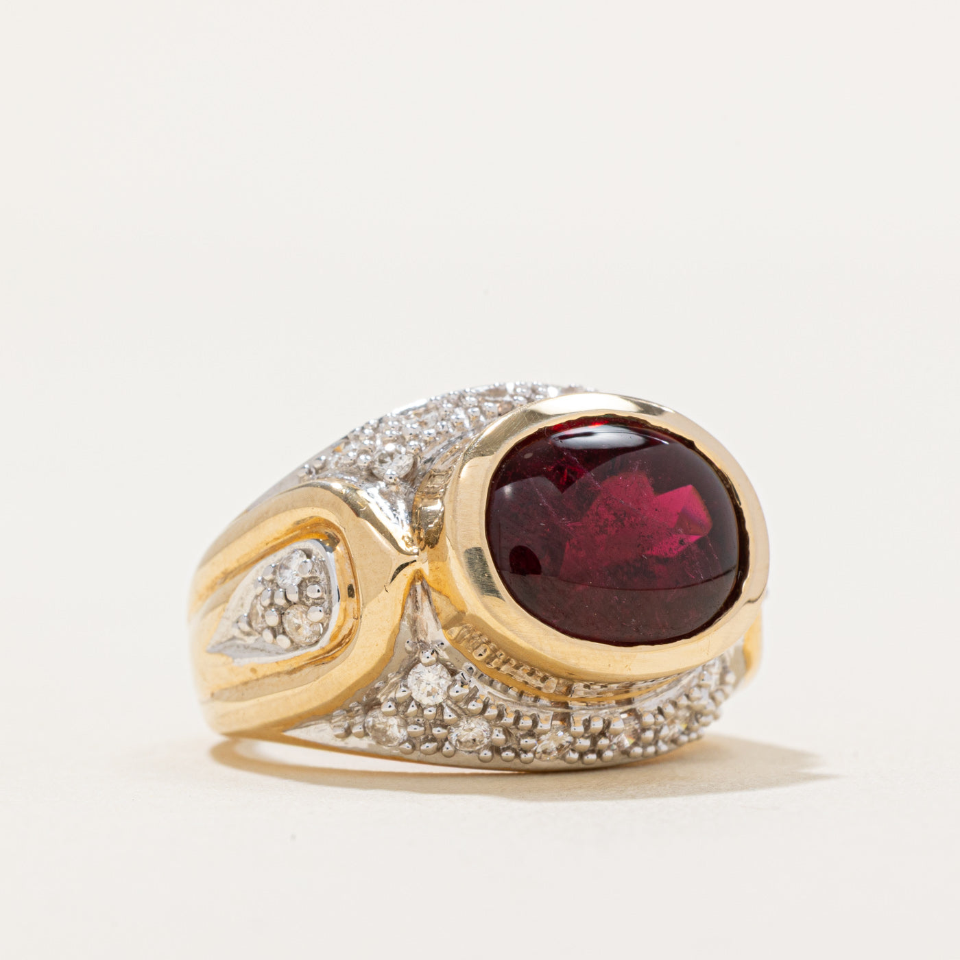 Tourmaline & Diamond Dome Cocktail Ring | 4.50ct, o.32ctw | SZ 6.25