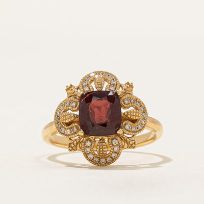 Garnet & Diamond Cocktail Ring | 1.87ct, 0.12ctw | SZ 6.25