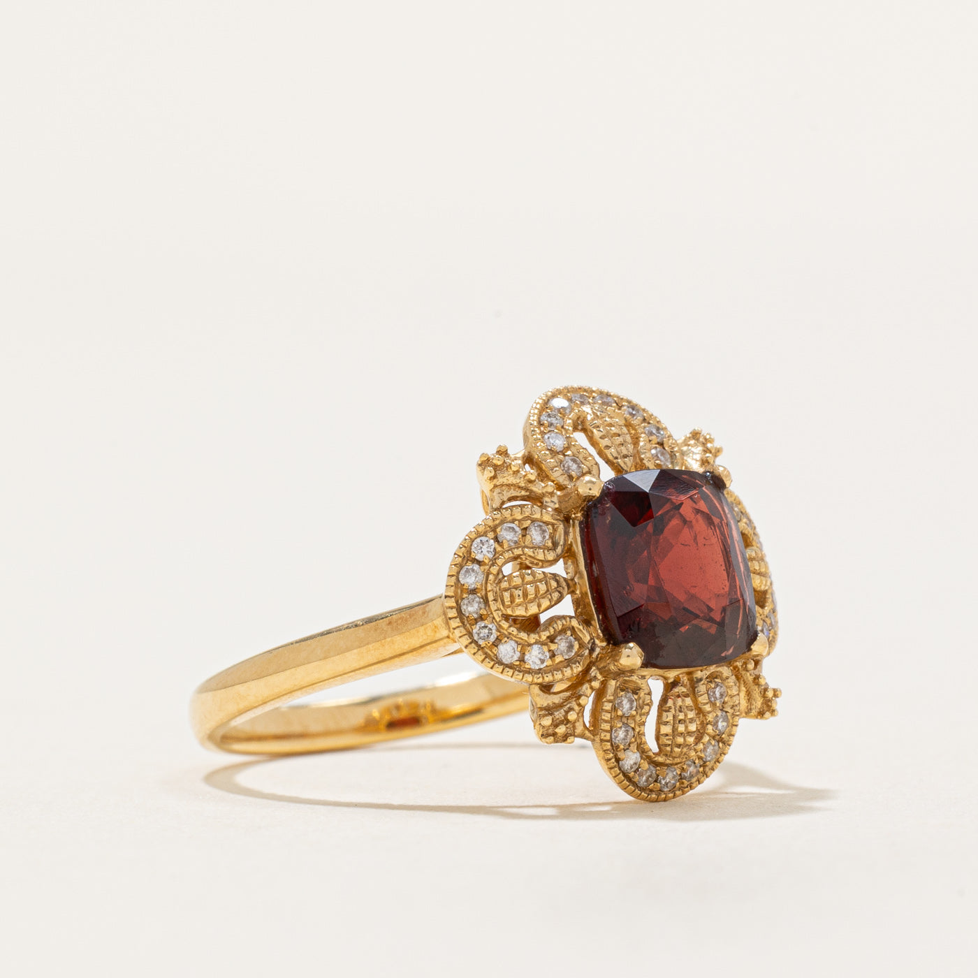 Garnet & Diamond Cocktail Ring | 1.87ct, 0.12ctw | SZ 6.25