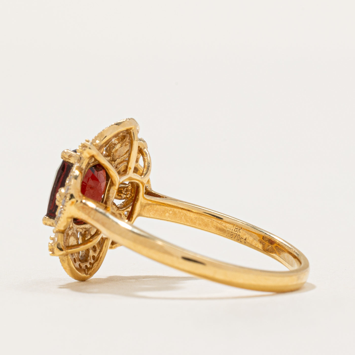 Garnet & Diamond Cocktail Ring | 1.87ct, 0.12ctw | SZ 6.25