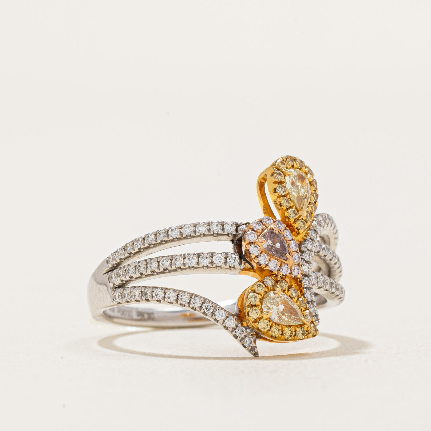 Pink and Yellow Diamond Bypass Ring | 0.55ctw | 6.75