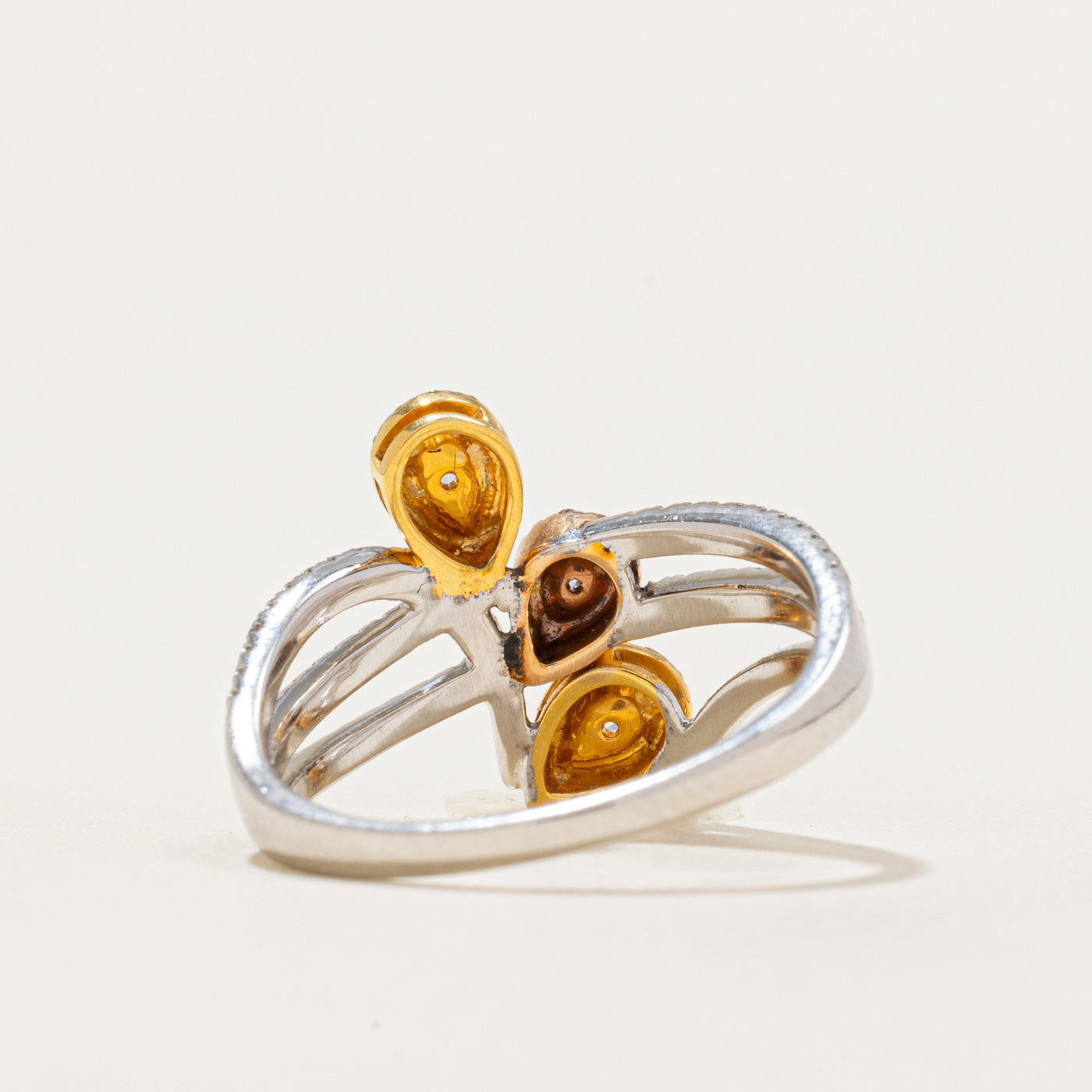 Pink and Yellow Diamond Bypass Ring | 0.55ctw | 6.75
