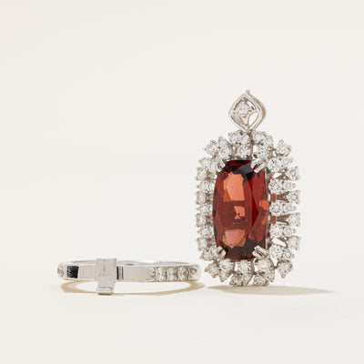 Garnet & Diamond Convertible Pendant & Ring | 5.33ct, 1.43ctw | SZ 6.5