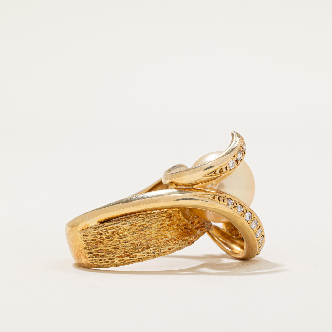 South Sea Pearl & Diamond Cocktail Ring | 0.43ctw | SZ 6.75