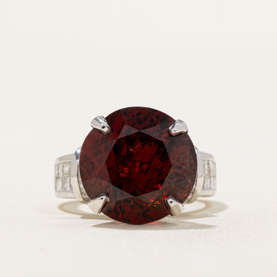 Prong Set Garnet & Diamond Cocktail Ring | 10.88ct, 1.45ctw | SZ 6.5