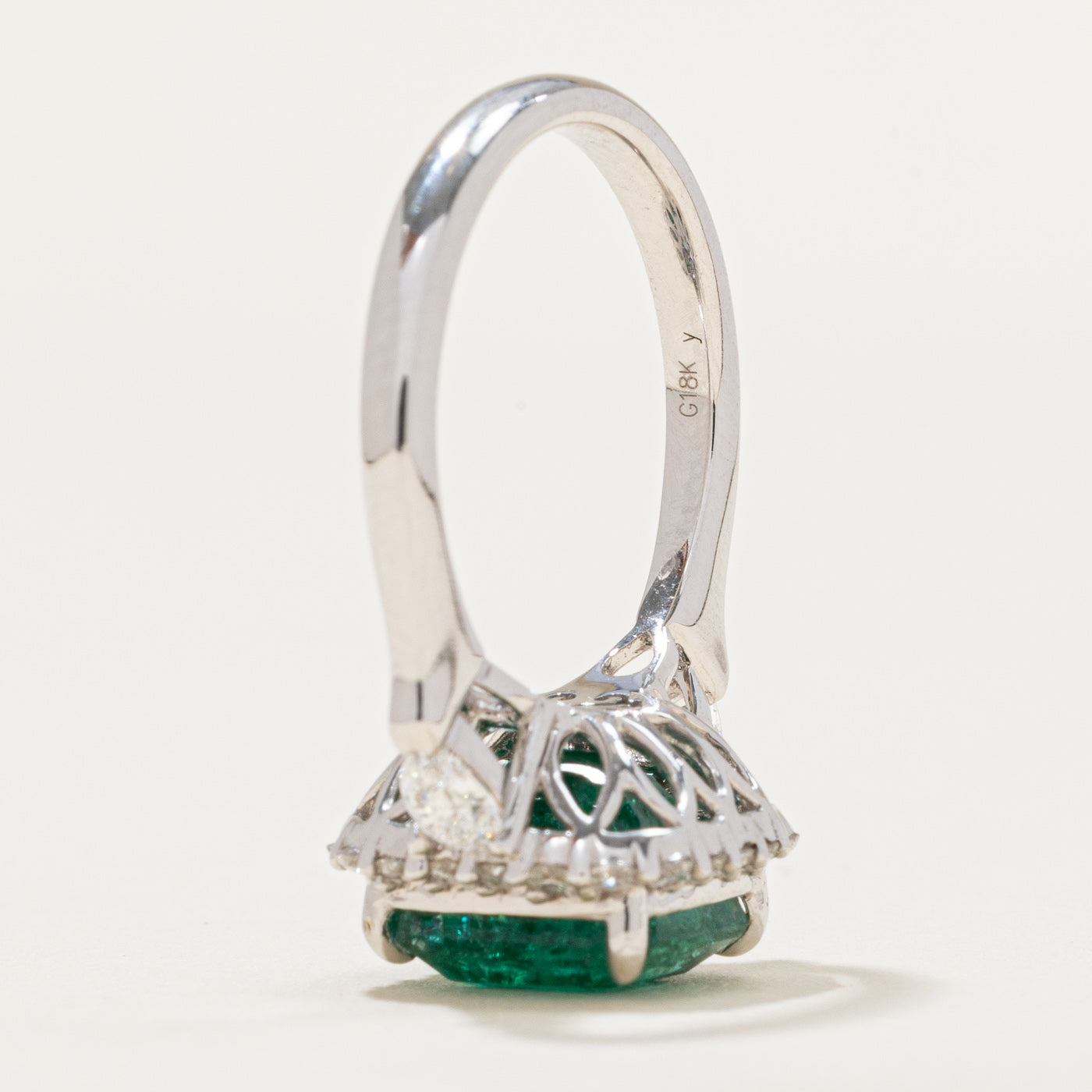 Emerald & Diamond Halo Ring | 3.72ct, 0.691 ctw | SZ 6.25