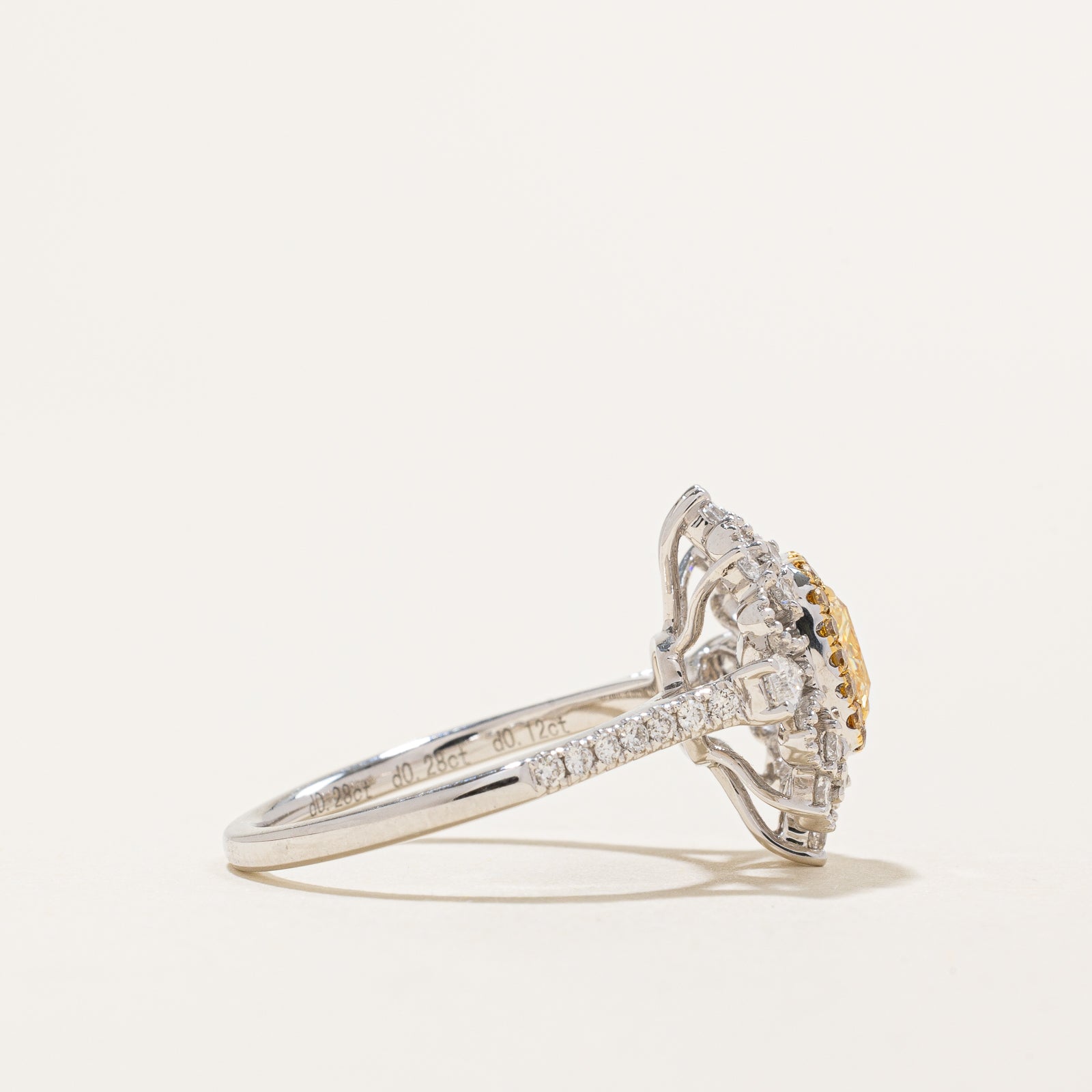 Fancy Light Yellow Diamond Engagement Ring | 1.03ct | 0.12ctw | 0.56ctw | SZ 6.25
