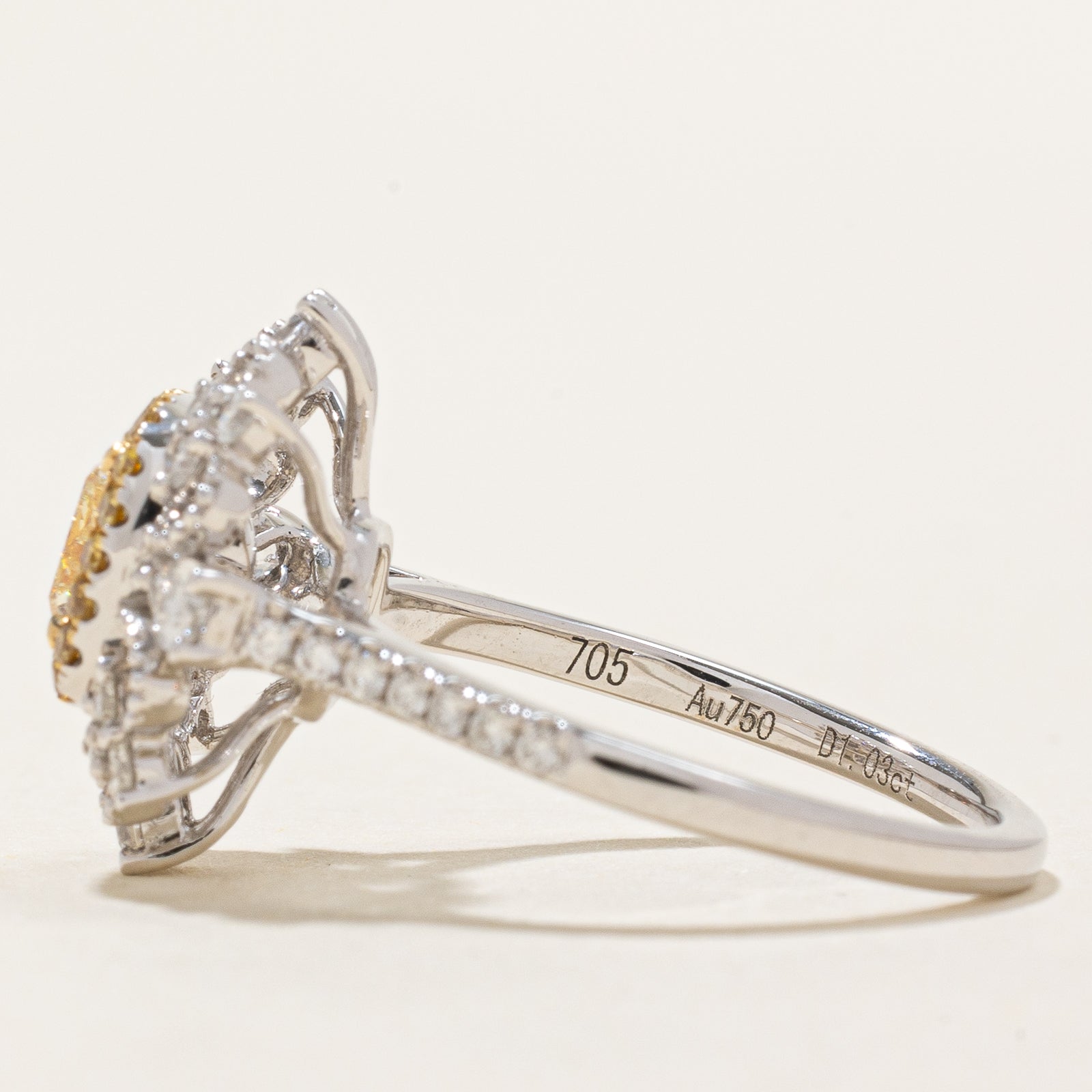 Fancy Light Yellow Diamond Engagement Ring | 1.03ct | 0.12ctw | 0.56ctw | SZ 6.25