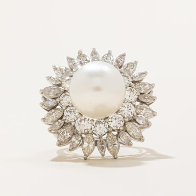 Pearl & Diamond Cocktail Ring | 12.50mm, 4.92ctw | SZ 8