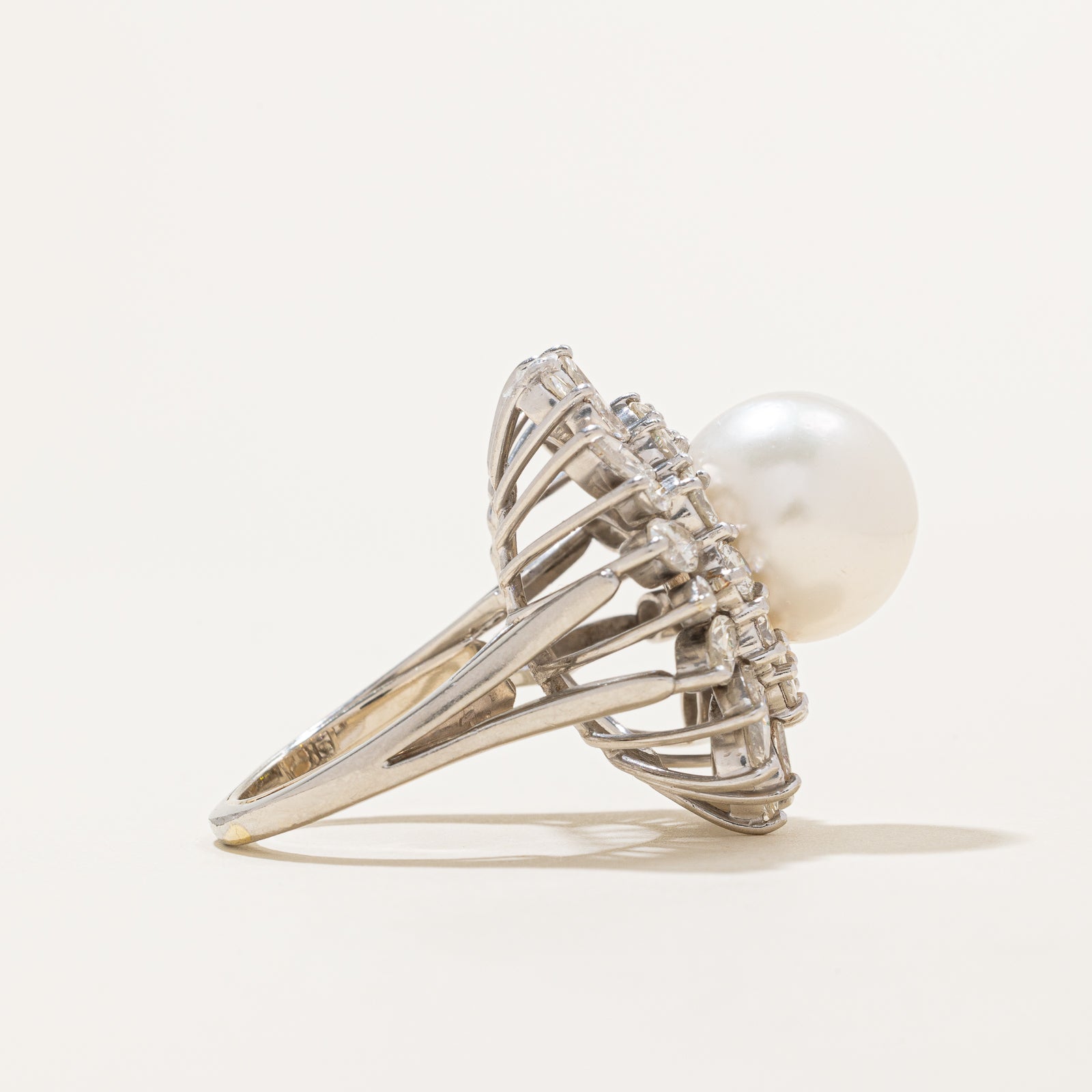 Pearl & Diamond Cocktail Ring | 12.50mm, 4.92ctw | SZ 8