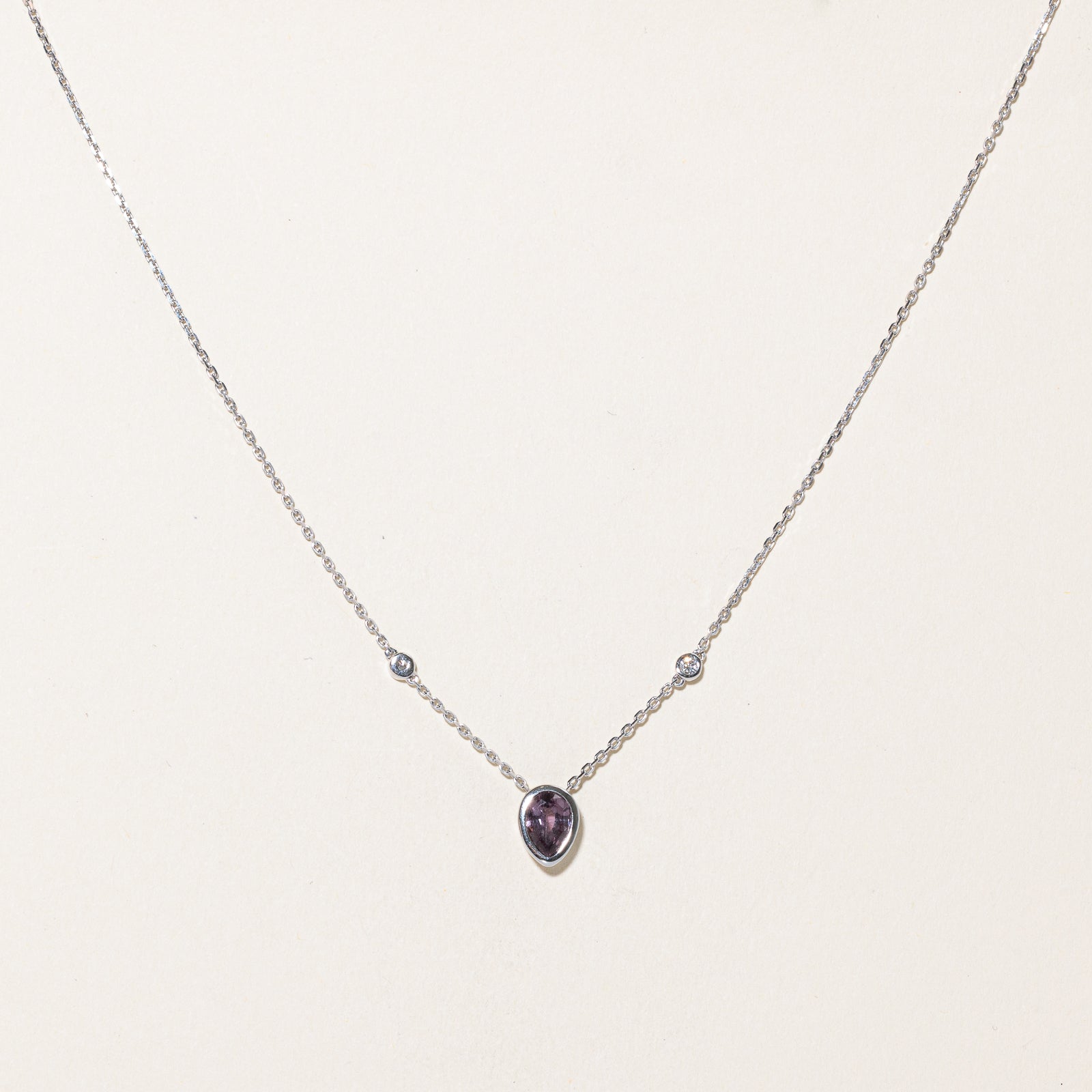 GIA Unheated Purplish Pink Sapphire & Diamond Necklace | 1.17ct, 0.06ctw | 15"