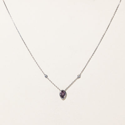 GIA Unheated Purplish Pink Sapphire & Diamond Necklace | 1.17ct, 0.06ctw | 15