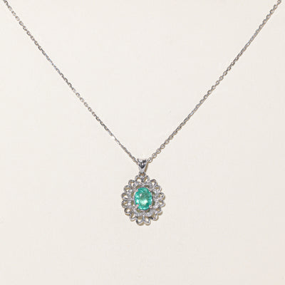 GIA Emerald & Diamond Sliding Pendant Necklace | 2.14ct, 0.13ctw | 16