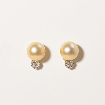 South Sea Pearl & Diamond Earrings | 12.50mm, 0.36ctw