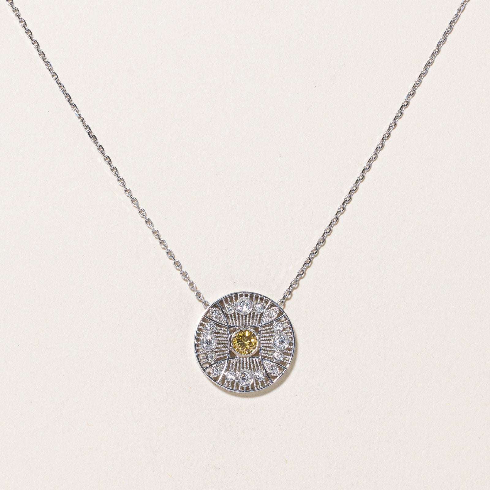 GIA Fancy Deep Brownish Yellow Diamond Pendant Necklace | 0.39ctw | 20"