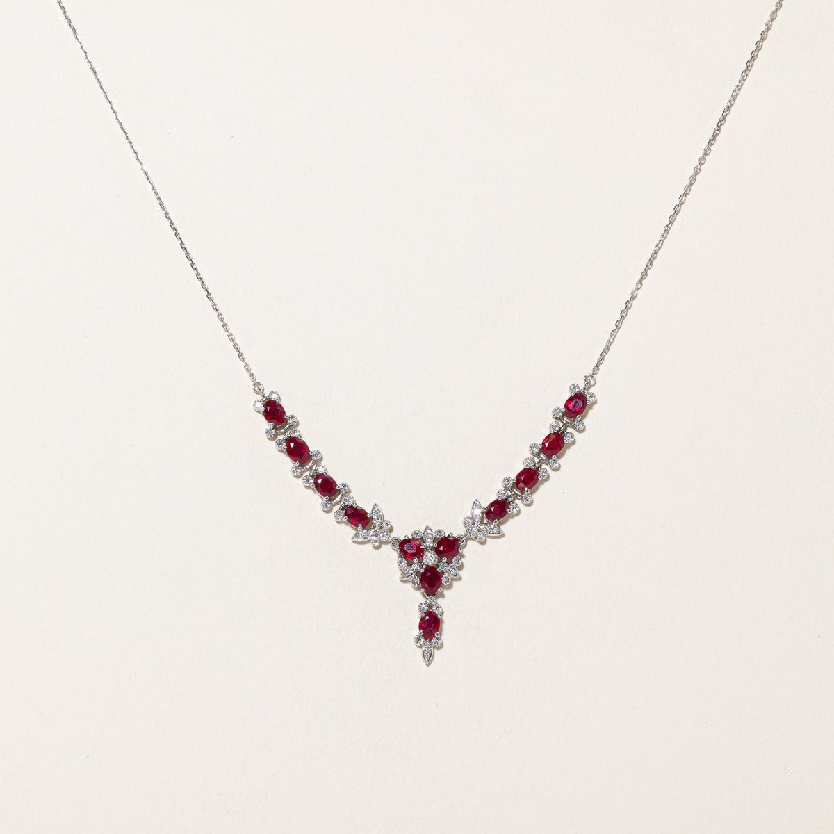 18k Ruby & Diamond Necklace | 3.75ctw, 0.20ctw | 16