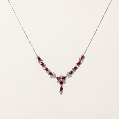 18k Ruby & Diamond Necklace | 3.75ctw, 0.20ctw | 16