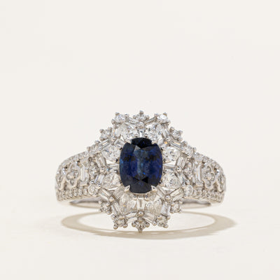Sapphire & Diamond Engagement Ring | 0.98ct, 1.84ctw | SZ 6.25